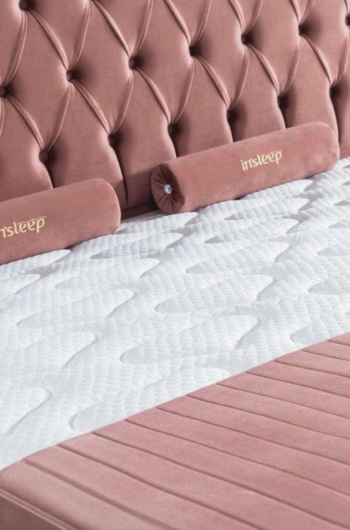 Schlafzimmer Rosa Chesterfield Bett Elegantes Design Luxus 2x Nachttische 3tlg.