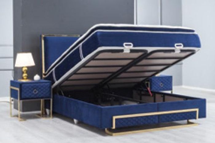 Bett Blau Metall Möbel Design Elegantes Schlafzimmer Möbel Luxus Modern Neu