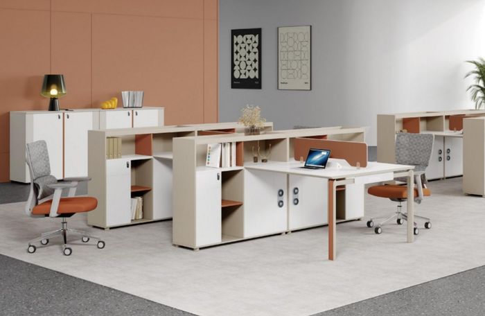 Großer Bürotisch Arbeitsplatz für 4 Personen Schreibtisch Moderne Büromobel