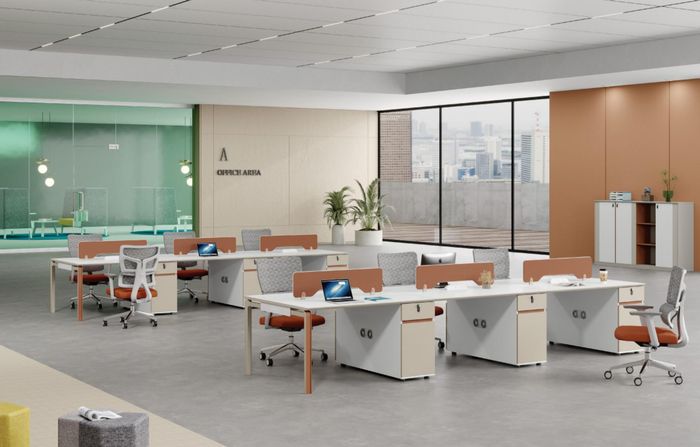 Arbeitsplatz für 6 Personen mit 2x Kommoden Büroeinrichtung Arbeitsplatz Möbel