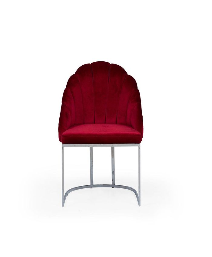 Roter Esszimmerstuhl Designer Metallrahmen Einsitzer Luxus Polsterstuhl