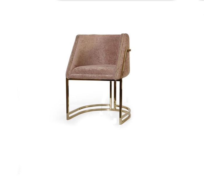Luxuriöser Beiger Edelstahlstuhl Esszimmer Möbel Armlehnen Einsitzer