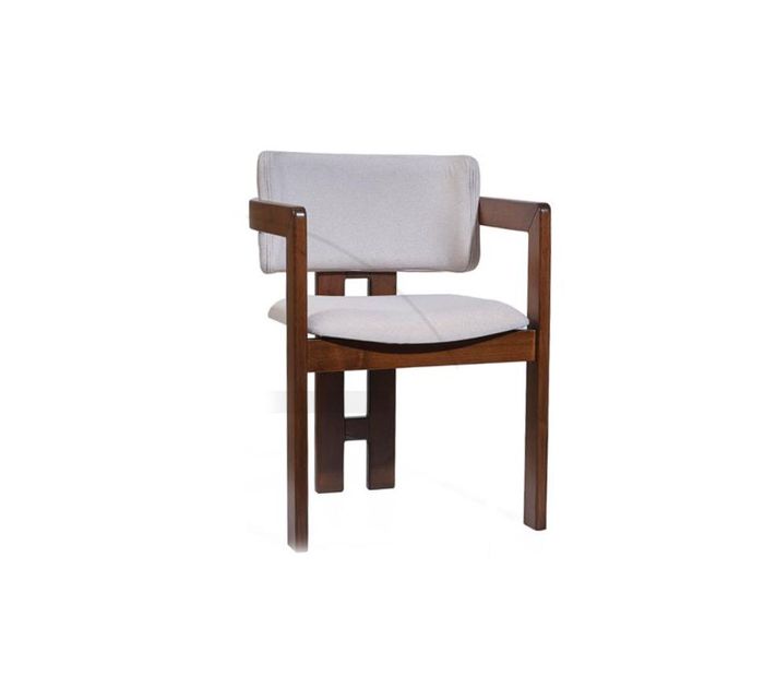 Weiß-Brauner Esszimmerstuhl Designer Polsterstuhl Moderner Einsitzer