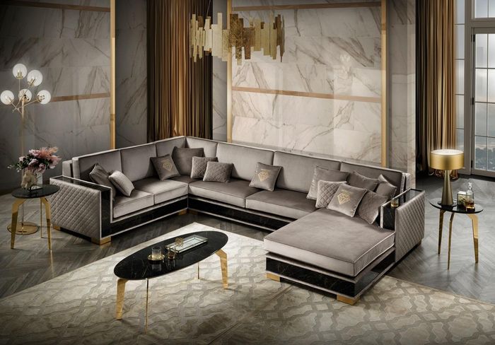 Wohnlandschaft Ecksofa U-Form Couch Sitz Polstersofa Sofas Möbel Sofa Italien