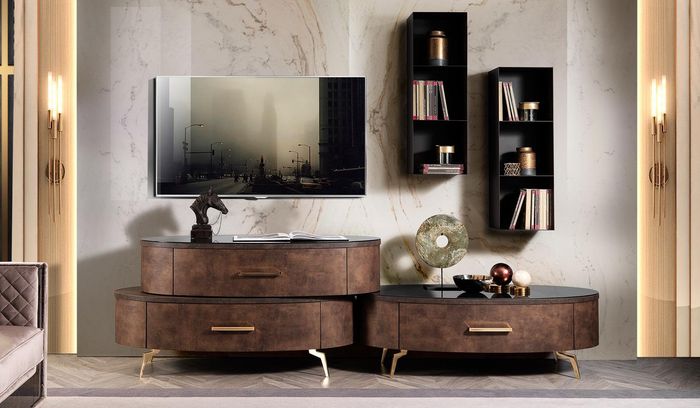 Design Wohnwand Sideboard rtv Lowboard Anrichte 4 tlg. Set Wandablage Neu