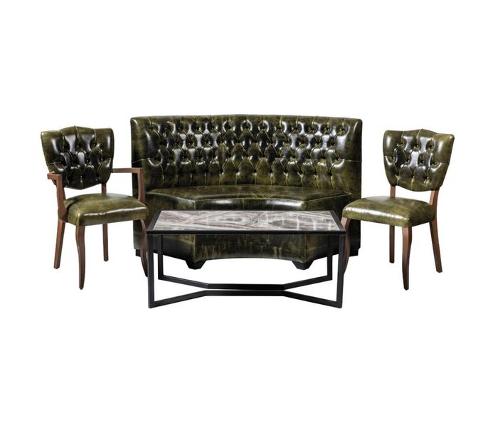 Chesterfield 2х Stühle Sofa 2 Sitzer Set 4 tlg. Sofa Bank Couch Sitzbank Grün