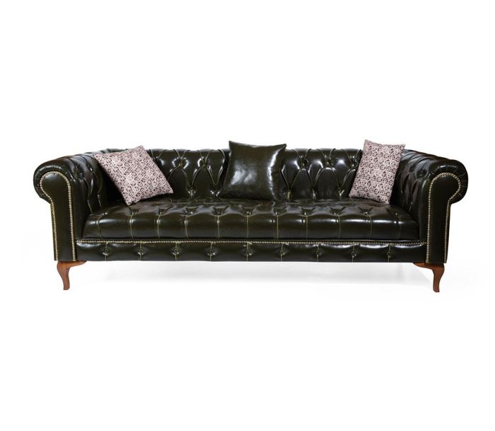 Leder 3-Sitzer Sofa in Schwarz modern eleganter Stil