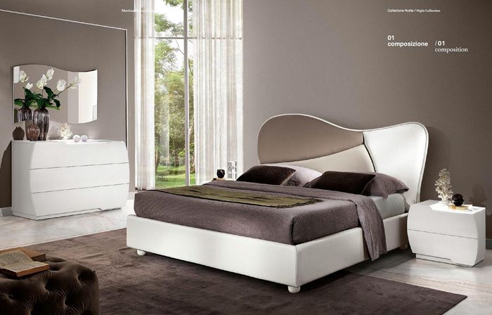 Luxus Doppel Bettgestelle Bett Weiß Doppelbett Leder Holz Modern Design Neu