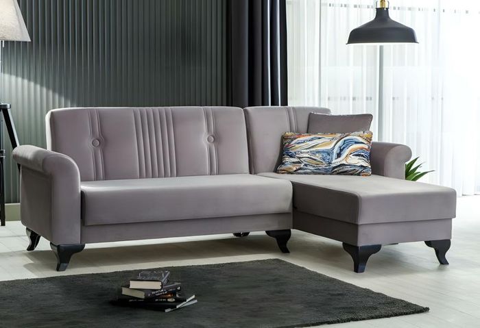 Ecksofa L Form Stoffsofa Sofa Couch Grau Polstersofa Klappsofa Bettfunktion