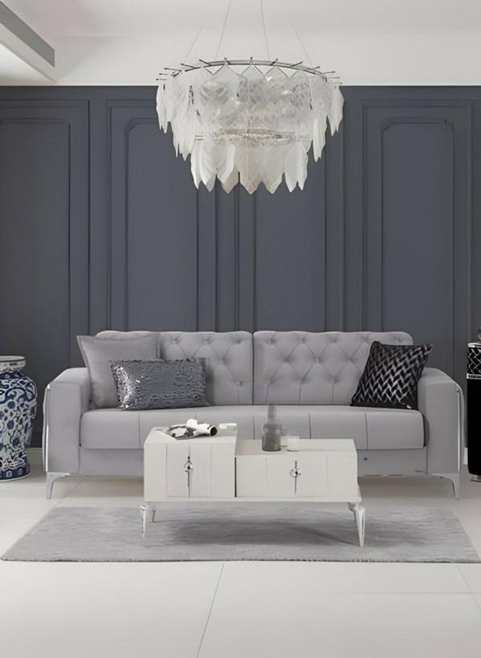 Zweisitzer Sofa 2 Sitzer Polstersofa Grau Couch Sofa Stoffsofa Design