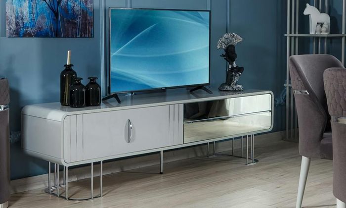 RTV Lowboard TV Ständer Sideboard Holz Holzschrank Weiß Wohnzimmer