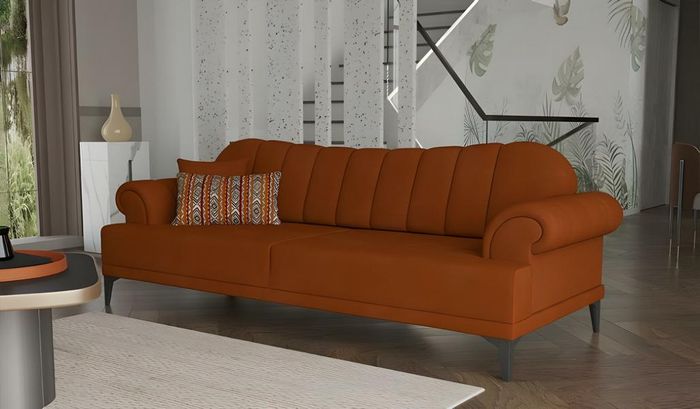 Couch Dreisitzer Stoffsofa Sofas Couch Polyester Orange Polstersofa Sofa