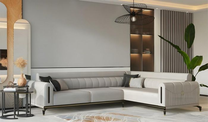 Luxus Ecksofa Stoffsofa Polstersofa L Form Sofa Couch Grau Wohnzimmer