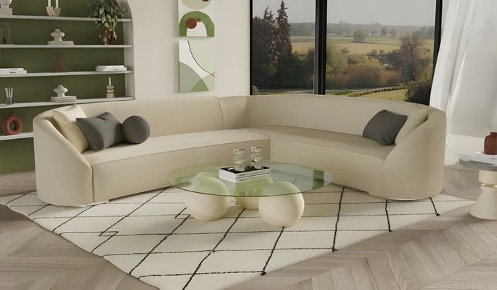 Wohnzimmer Ecksofa Stoffsofa Polstersofa L Form Sofa Couch Beige Luxus