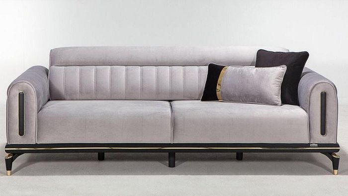 Polstersofa Zweisitzer Grau Sofa 2 Sitzer Stoffsofa Couch Wohnzimmer