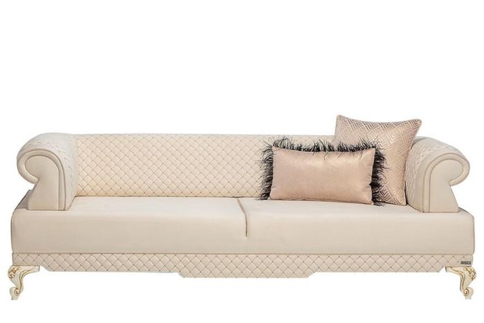 Stoffsofa Dreisitzer Sofa 3 Sitzer Polstersofa Couch Beige Wohnzimmer