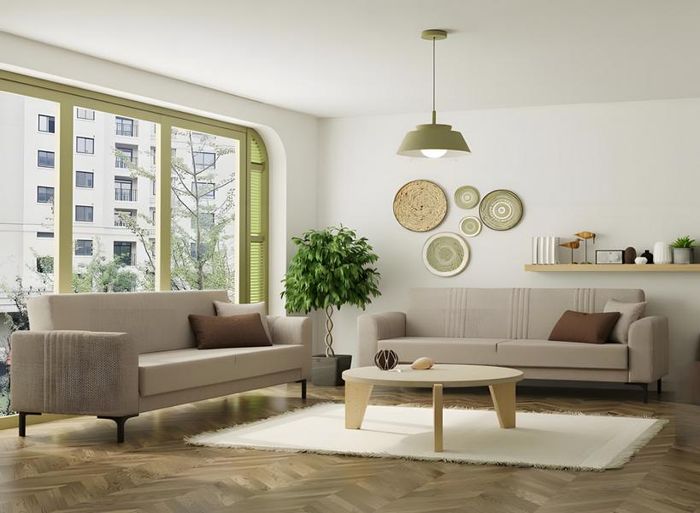 Dreisitzer Garnitur Couch Grau Stoffsofas Polstersofa 2tlg Schlafsofas