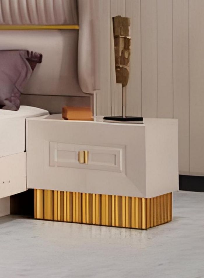 Nachttisch Nachtschränkchen Nachtkästchen Nachtschrank Holz Beige New