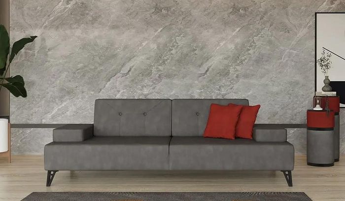 Moderne Zweisitzer Sofa 2 Sitzer Polstersofa Stoffsofa Couch Grau