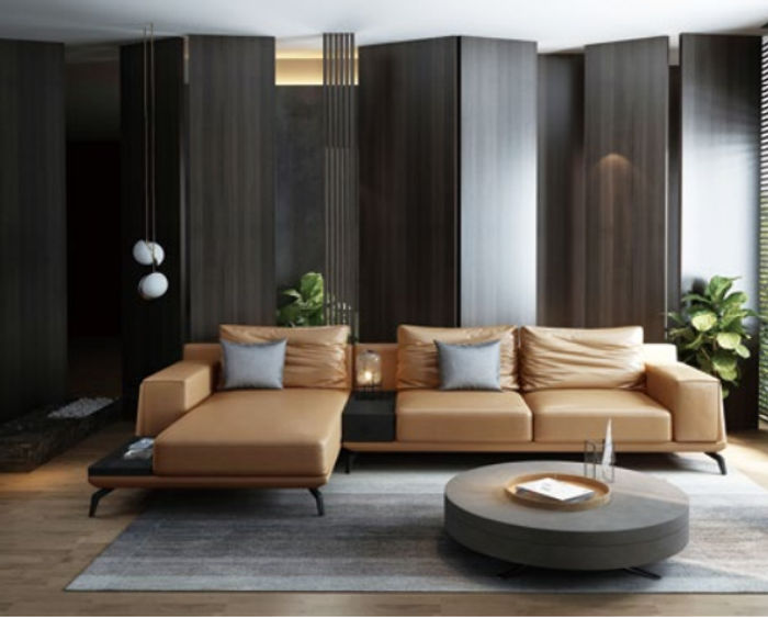 Wohnlandschaft L-Form Ecksofa Couch Design Polster Leder Garnitur Sofa Ecke Neu