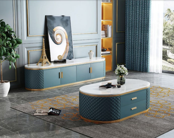 Anrichte Low Board Side Schrank Wohn Zimmer Sideboard Couchtisch 2tlg. Set Neu