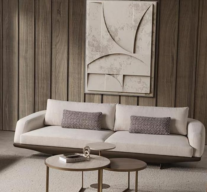 Sofa Beige Luxus 3 Sitzer Couch Polster Textil Couchgarnitur Dreisitzer Couchen