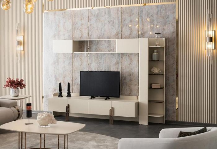 Sideboard Wandregal Bücherregal Wandschrank Wohnwand Beige Wohnzimmer