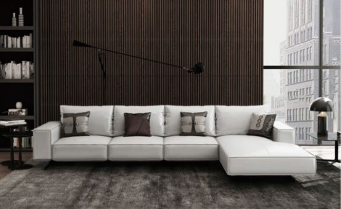 Moderne Wohnlandschaft Ecksofa Couch Polster Leder Sitz Ecke Garnitur Weiß Neu