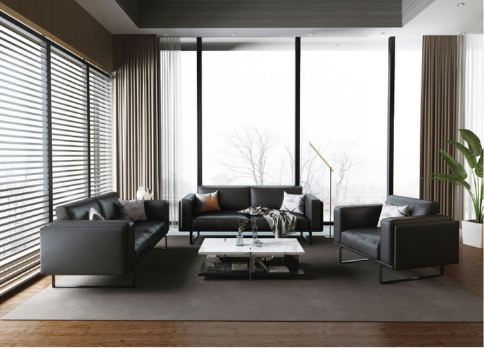 Luxus Büro Office Möbel Sofa Leder Couch Garnitur 3+2+1 + Couchtisch 4tlg. Set