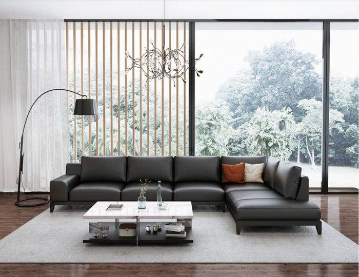 Wohnlandschaft L-Form Ecksofa Couch Design Polster Leder Garnitur Sofa Ecke Neu