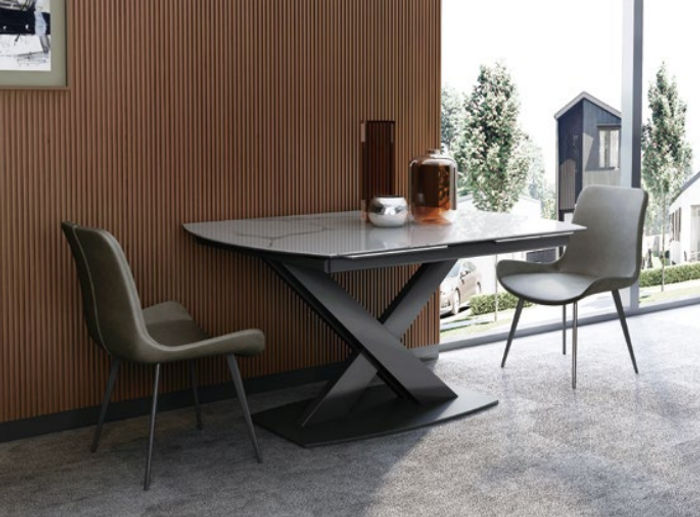Design Esszimmer Gruppe Tisch + 2 Stühle Sitz Polster Garnitur Tische Lehn Stuhl