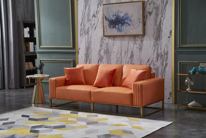 Dreisitzer Couch Polster Leder Sofa 3 Sitzer Couchen Holz Modern Stil Sofas Neu