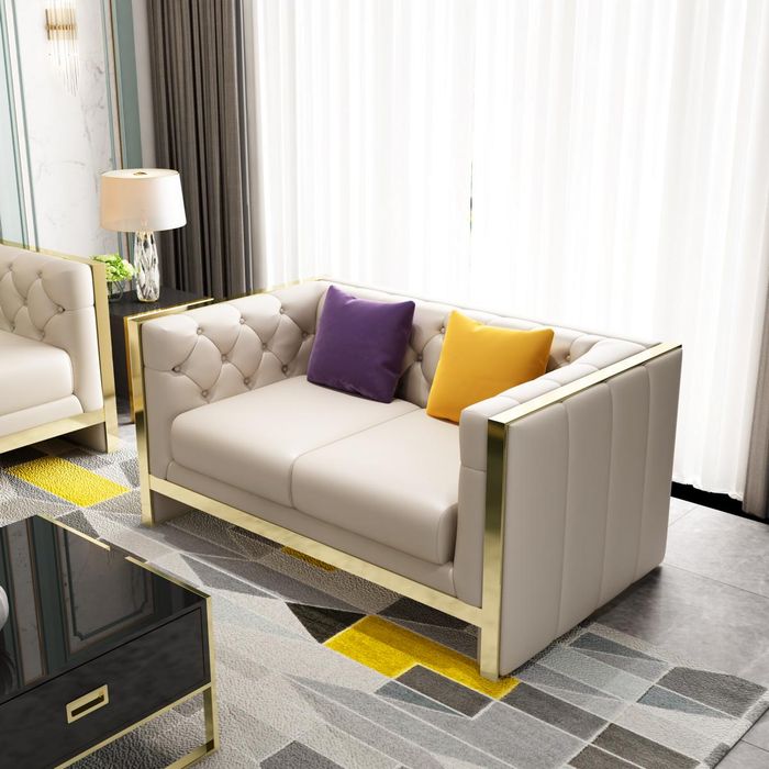 Sofa 2 Sitzer Ledersofa Couch Wohnlandschaft Garnitur Design Modern Zweisitzer