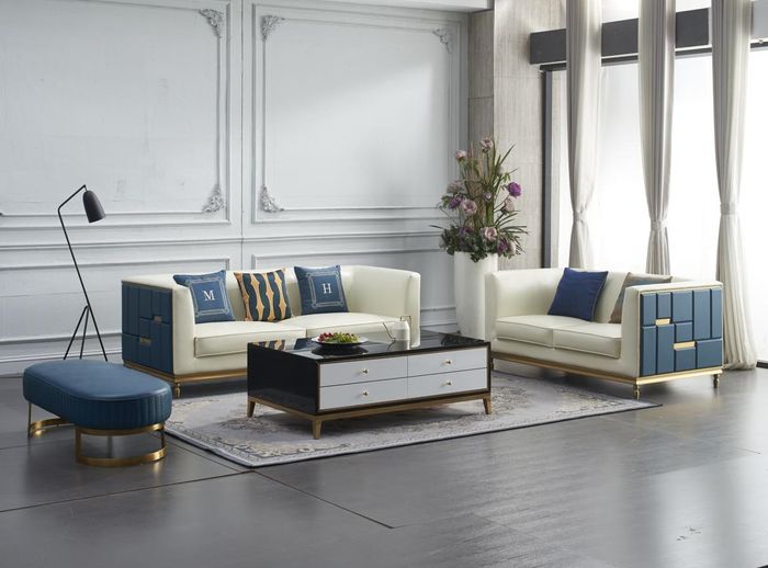 Sofagarnitur 3+2+1 Sitzer Beistelltisch Couchtisch Hocker 4tlg. Wohnzimmer Set