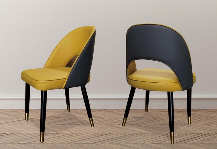 Sessel Stuhl 1x Esszimmer Fernseh Sitz Moderner Polsterstuhl Gelber Lehnstuhl