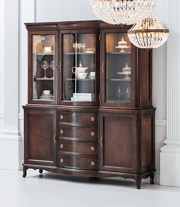 Wandschrank Edle Anrichte Holz Barock Stil Buffet Vitrine Schrank Neu Hochglanz