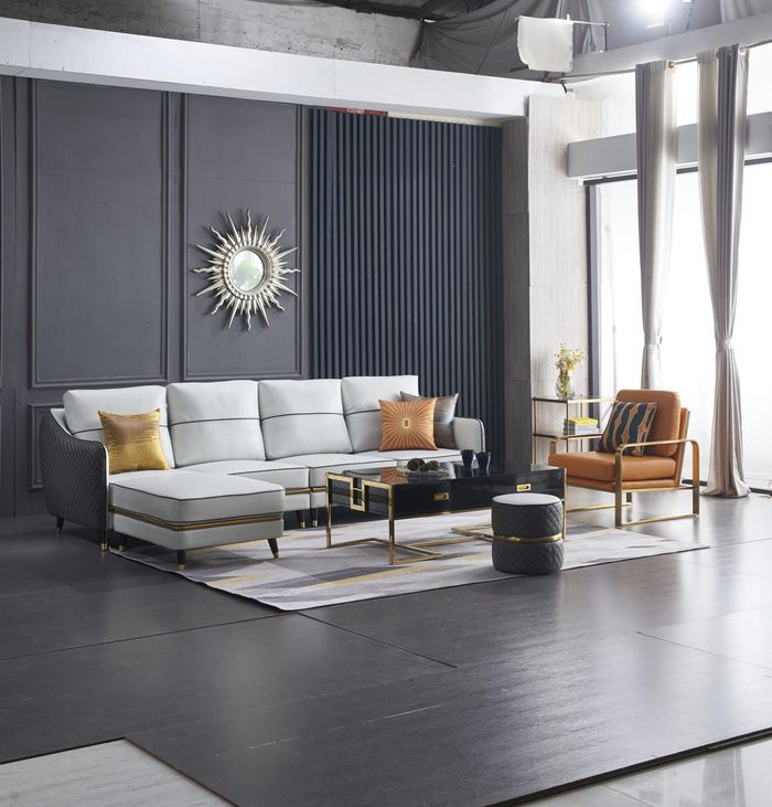 Wohnlandschaft Ecksofa L Form Sessel Set Garnitur Modern Sofa Leder Sitz Ecke