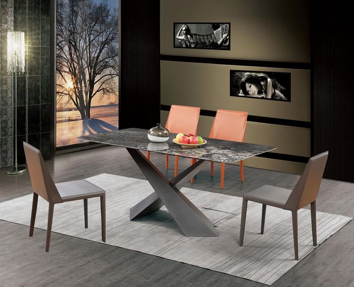 x Beine Säulen Tisch Esszimmer Tische 180x90 Luxus Design Möbel Marmor Optik Neu