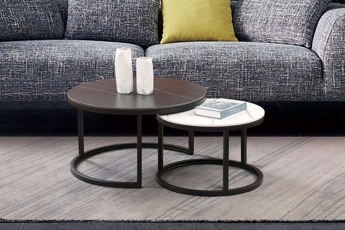 Runde Set 2x Couchtisch Kaffeetisch Beistelltisch Designer Wohnzimmer Tische Neu