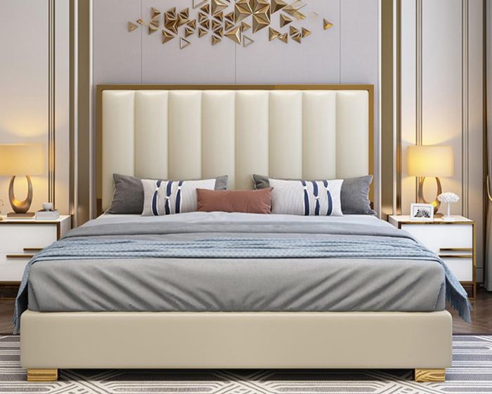 Bett Betten Holz Leder Polster Ehe Design Leder Hotel Boxspring Möbel 180x200