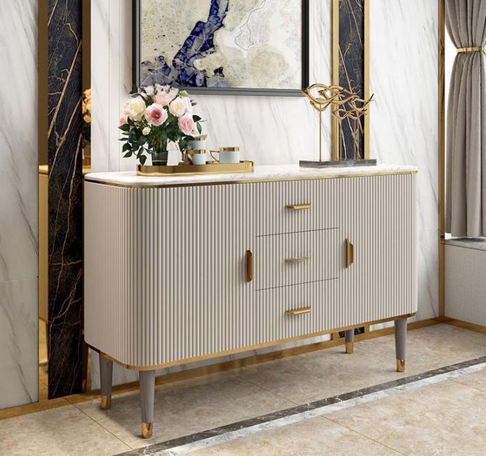 Design Möbel Luxus Kommoden Sideboard Wohnzimmer Moderne Grau Holz Neu