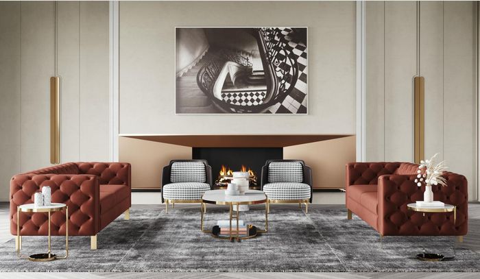 Sofagarnitur Set Sitz Polster 4tlg. Wohnzimmer Set Couchen Luxus Chesterfield