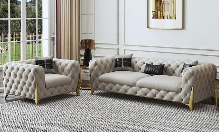 Sofagarnitur Big Set 3+1 Sitzer Leder Sofa Couch Garnitur Design Couchen 2tlg.