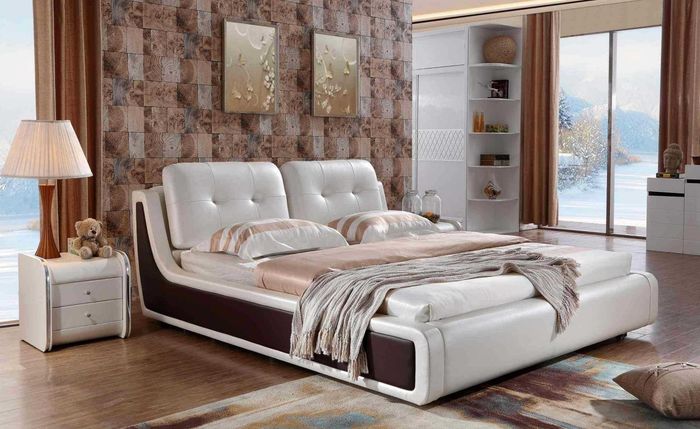 Doppelbett Bett Ehebett Design Luxus Polsterbett Einrichtung Textil Betten Neu