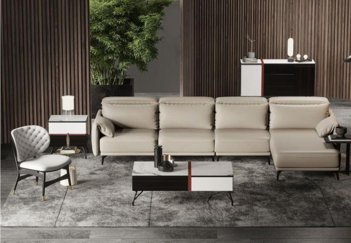 Designer Ledersofa Ecksofa Polster Eck Couch Sitz Eck L Form Garnitur Sofa Neu