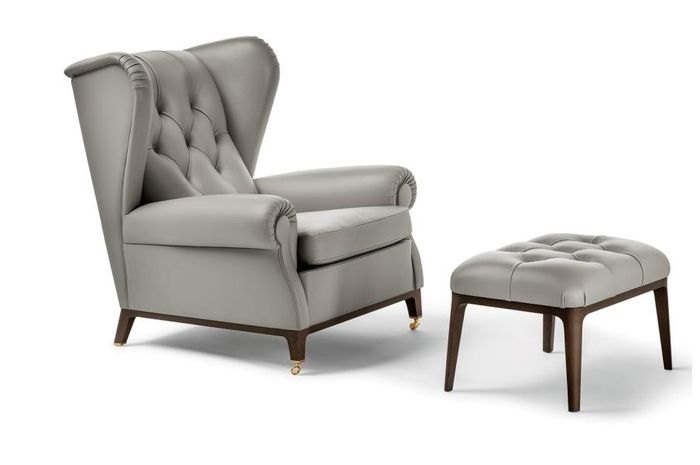 Modern Set Garnitur Polster Relax Fernseh 2tlg. Sessel Hocker Beistell Designer