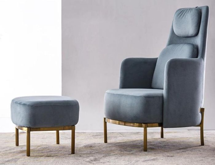 Sessel Stuhl Polster Fernseh leder Textil Stoff Grau Design Lounge Club Relax