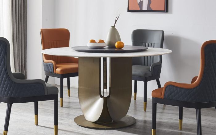 Runder Säulen Tische Design Tisch Rund Stein Möbel Esszimmer Esstische Modern