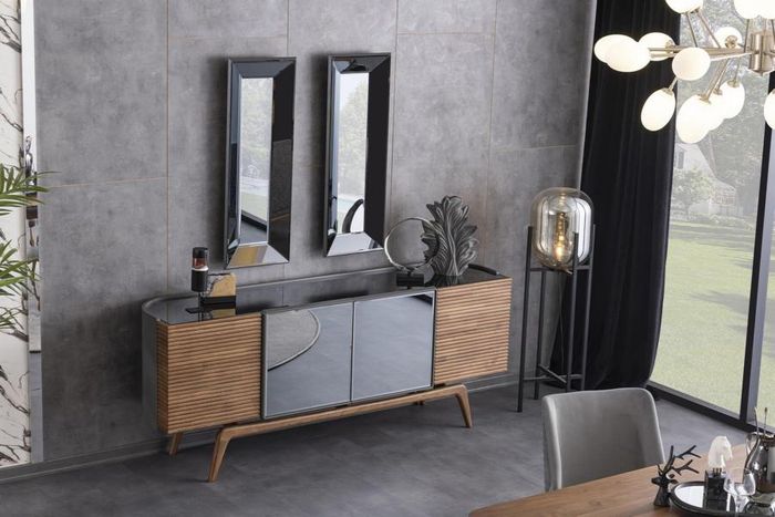 Sideboard Mit 2x Spiegele Kommode Schrank Sideboard Anrichte Verspiegelt