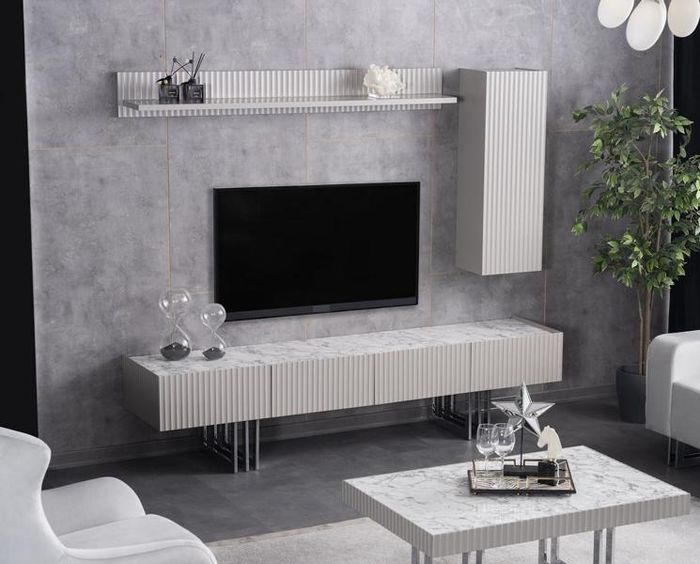 Sideboard Wandschrank Wohnwand TV Lowboard Wandregal Schrank Marmoroptik